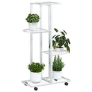 blomsterstativ 4 niveauer med hjul 44x23x80 cm jern hvid