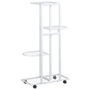 blomsterstativ 4 niveauer med hjul 44x23x80 cm jern hvid