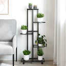 blomsterstativ 5 niveauer med hjul 44x23x100 cm jern sort
