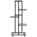 blomsterstativ 5 niveauer med hjul 44x23x100 cm jern sort