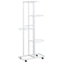 blomsterstativ 5 niveauer med hjul 44x23x100 cm jern hvid