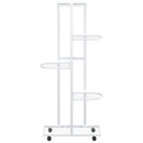 blomsterstativ 5 niveauer med hjul 44x23x100 cm jern hvid