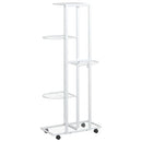 blomsterstativ 5 niveauer med hjul 44x23x100 cm jern hvid