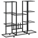 blomsterstativ med hjul 94,5x24,5x91,5 cm jern sort