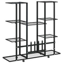 blomsterstativ med hjul 94,5x24,5x91,5 cm jern sort