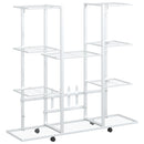 blomsterstativ med hjul 94,5x24,5x91,5 cm jern hvid