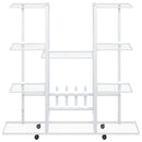 blomsterstativ med hjul 94,5x24,5x91,5 cm jern hvid