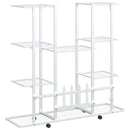 blomsterstativ med hjul 94,5x24,5x91,5 cm jern hvid