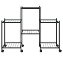 blomsterstativ med hjul 83x25x63,5 cm jern sort