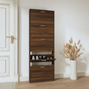 skoskab 59x17x169 cm konstrueret træ brun egetræsfarve