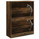skoskab 63x24x81 cm konstrueret træ røget egetræsfarve