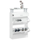 skoreol 63x24x104 cm konstrueret træ hvid højglans