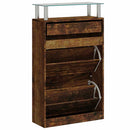 skoskab 63x24x104 cm konstrueret træ røget egetræsfarve