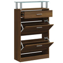 skoskab 63x24x104 cm konstrueret træ brun egetræsfarve