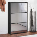 skoskab med spejl 3-lags sort 63x17x102,5 cm