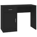 skrivebord med skuffe og skab 100x40x73 cm konstrueret træ sort