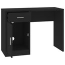 skrivebord med skuffe og skab 100x40x73 cm konstrueret træ sort