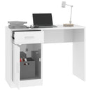 skrivebord m. skab 100x40x73 cm konstrueret træ hvid højglans