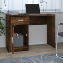skrivebord med skab 100x40x73 cm konstrueret træ røget egetræ