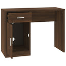 skrivebord med skab 100x40x73 cm konstrueret træ brunt egetræ