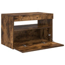 tv-bord med LED-lys 60x35x40 cm røget eg