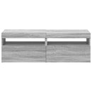 tv-borde med LED-lys 2 stk. 60x35x40 cm grå sonoma-eg