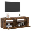 tv-bord med LED-lys 120x35x40 cm røget egetræsfarve