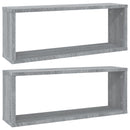 væghylder 2 stk. 60x15x23 cm konstrueret træ grå sonoma-eg