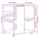 rullebord 60x53x72 cm konstrueret træ brun egetræsfarve