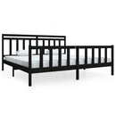 sengeramme 200x200 cm massivt træ sort