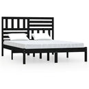 sengeramme 140x190 cm massivt fyrretræ sort