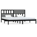 sengeramme 200x200 cm massivt fyrretræ sort