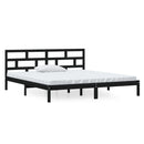 sengeramme 140x190 cm massivt fyrretræ sort