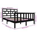 sengeramme 135x190 cm Double massivt fyrretræ sort