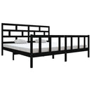 sengeramme 200x200 cm massivt fyrretræ sort