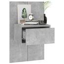 væghængte sengeborde 2 stk. betongrå