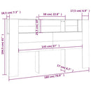 sengegavl med opbevaring 180x18,5x104,5 cm betongrå
