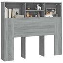 sengegavl med opbevaring 120x19x103,5 cm grå sonoma-eg