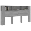 sengegavl med opbevaring 200x18,5x104,5 cm grå sonoma-eg