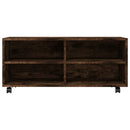 tv-bord med hjul 90x35x35 cm konstrueret træ røget egetræ