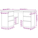 skrivebord 145x100x76 cm konstrueret træ røget egetræsfinish