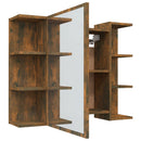 badeværelsesskab + spejl 80x20,5x64 cm konstrueret træ røget eg