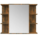 badeværelsesskab + spejl 80x20,5x64 cm konstrueret træ røget eg