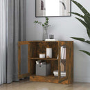 vitrineskab 82,5x30,5x80 cm konstrueret træ røget egetræ