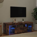 tv-bord med LED-lys 120x35x40 cm røget eg