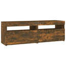 tv-bord med LED-lys 120x35x40 cm røget eg