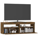 tv-bord med LED-lys 120x35x40 cm røget eg
