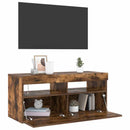 tv-bord med LED-lys 90x35x40 cm røget egetræsfarve