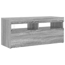 tv-bord med LED-lys 90x35x40 cm grå sonoma-eg