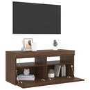 tv-bord med LED-lys 90x35x40 cm brun egetræsfarve
